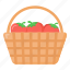 fruits bucket, fruits basket, fruits wicker, strawberries, food bucket 