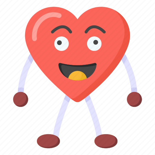 Cartoon heart, happy heart, heart emoji, heart face, smiley heart icon - Download on Iconfinder