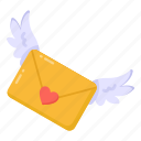love message, love mail, valentine mail, flying mail, mail wings 