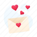 envelope, fly, gradient, heart, pink, red, valentine