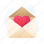 envelope, gradient, heart, open, pink, red, valentine 