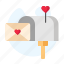 box, envelope, heart, pink, pox, red, valentine 