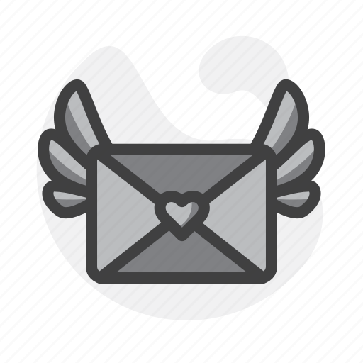Envelope, grey, heart, pink, red, valentine, wing icon - Download on Iconfinder