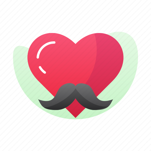 Boy, gradient, heart, moustache, pink, red, valentine icon - Download on Iconfinder