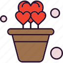 flower, heart, pot, valentine
