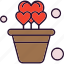 flower, heart, pot, valentine 