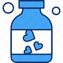 bottle, heart, valentine, water