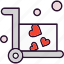 box, delivery, trolly, valentine 