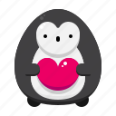 penguin, valentine, love, character, avatar, animal, heart 