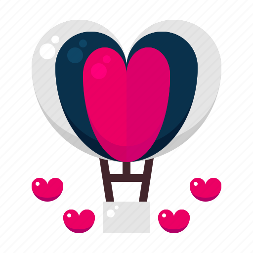 Heart, shaped, hot, air, balloon, valentine, love icon - Download on Iconfinder