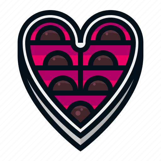 Chocolate, heart, shaped, box, valentine, love, food icon - Download on Iconfinder