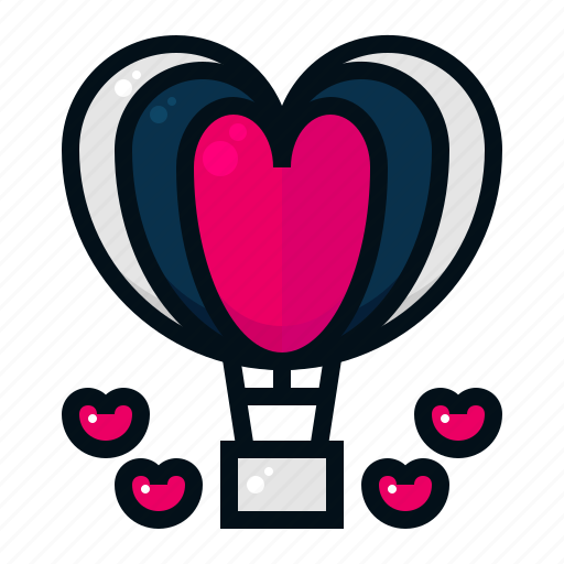 Heart, shaped, hot, air, balloon, valentine, love icon - Download on Iconfinder