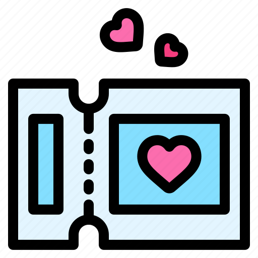 Ticket, love, pass, heart, and, romance icon - Download on Iconfinder