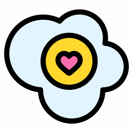 Fried, egg, omlete, heart, love, and, romance icon - Download on Iconfinder