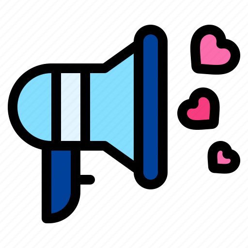 Megaphone, heart, love, and, romance icon - Download on Iconfinder