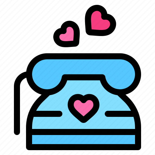 Telephone, call, heart, love, and, romance icon - Download on Iconfinder