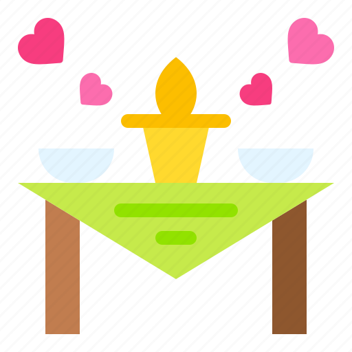 Dinner, table, date, heart, love, and, romance icon - Download on Iconfinder