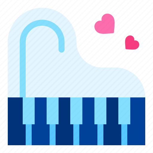 Piano, music, instrument, heart, love, and, romance icon - Download on Iconfinder