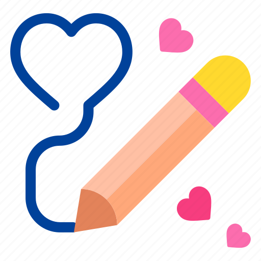 Pen, draw, heart, drawing, love, and, romance icon - Download on Iconfinder