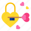 heart, padlock, key, love, and, romance 