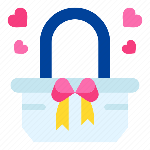 Basket, gift, present, heart, love, and, romance icon - Download on Iconfinder