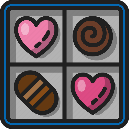 Chocolate, box, sweet, piece, gift, confectionery, tray icon - Download on Iconfinder