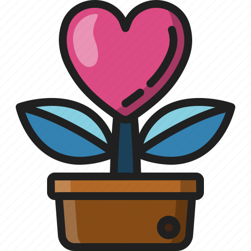 Love, plant, pot, heart, valentine, day, flower icon - Download on Iconfinder