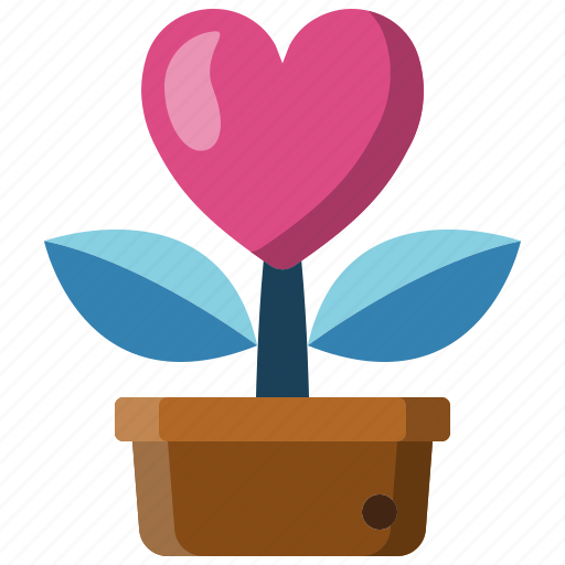 Love, plant, pot, heart, valentine, day, flower icon - Download on Iconfinder