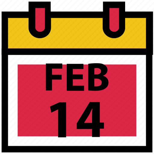 14 february, calendar, february, valentine’s day, wall calendar icon - Download on Iconfinder