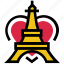 eiffel, famouse, france, heart, paris, tower, valentine’s day 