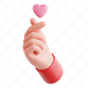 finger, heart, finger heart, gesture, valentine&#x27;s day, love, 3d icon, 3d illustration, 3d render