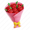 flower, floral, valentine&#x27;s day, love, 3d icon, 3d illustration, 3d render