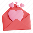 love, letter, love letter, sentiments, valentine&#x27;s day, 3d icon, 3d illustration, 3d render