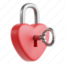 love, padlock, love padlock, symbolic lock, valentine&#x27;s day, 3d icon, 3d illustration, 3d render