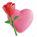 love, rose, love and rose, romantic symbol, valentine&#x27;s day, 3d icon, 3d illustration, 3d render