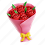 flower, floral, valentine&#x27;s day, love, 3d icon, 3d illustration, 3d render 