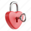 love, padlock, love padlock, symbolic lock, valentine&#x27;s day, 3d icon, 3d illustration, 3d render 