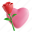 love, rose, love and rose, romantic symbol, valentine&#x27;s day, 3d icon, 3d illustration, 3d render 