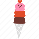 icecream, cone, waffle, sweet, valentine