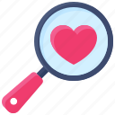 valentine, love, dating, lover, heart, magnifying glass