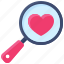 valentine, love, dating, lover, heart, magnifying glass 
