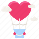valentine, love, dating, lover, heart, hot air balloon, fly