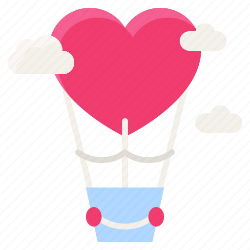 Valentine, love, dating, lover, heart, hot air balloon, fly icon - Download on Iconfinder