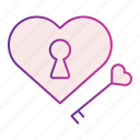 valentine, heart, love, lock, key, romantic, romance, padlock, shape