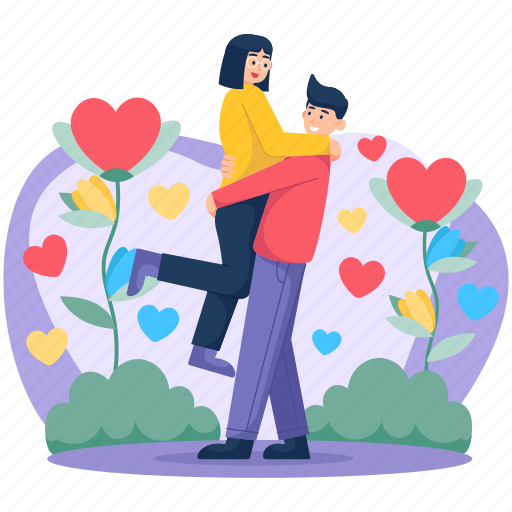 Love, hug, valentine, couple, relationship, celebrate, romantic illustration - Download on Iconfinder