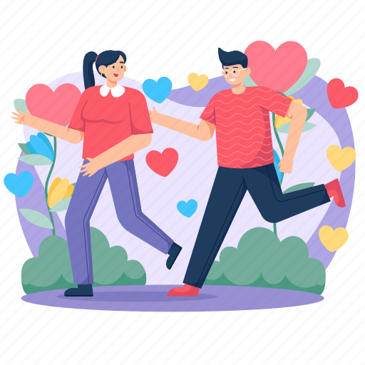 Playing, valentine, couple, love, relationship, celebrate, romantic illustration - Download on Iconfinder