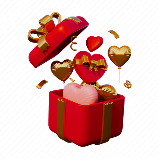 Valentine gift, valentines, gift, valentine, romance, present, heart 3D illustration - Download on Iconfinder