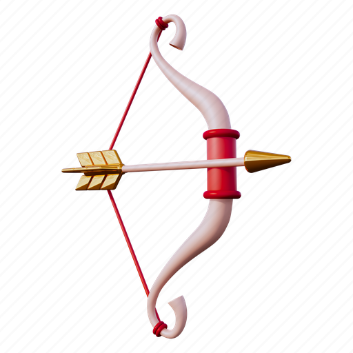 Bow, arrow, ribbon, valentine, romantic 3D illustration - Download on Iconfinder