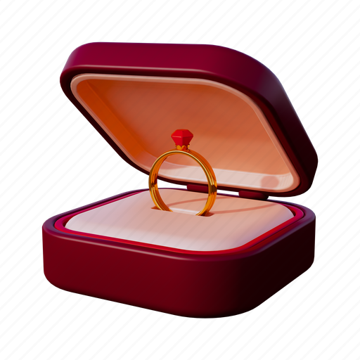 Ring box, ring, jewelry, wedding, love, diamond, valentine 3D illustration - Download on Iconfinder