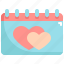 calendar, day, love, romance, valentine, valentines 